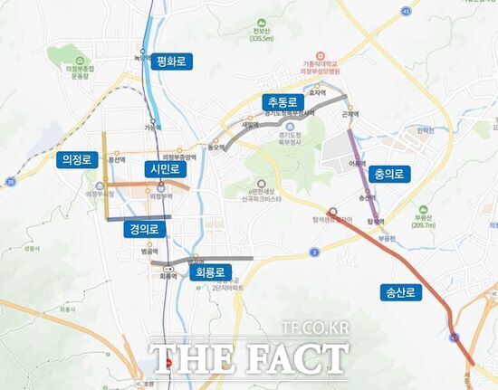 경기 의정부시가 최근 개선을 완료한 ‘교통신호체계 최적화 사업’의 3단계 구간 안내도./의정부시