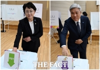  사전 투표하는 조국혁신당 김선민-서왕진 [TF사진관]