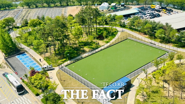 수원시 고색동 대부둑공원에 들어선 론볼 연습경기장 조감도 /수원시