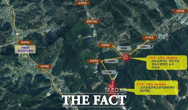 전북 완주군 비봉면 악취관리지역 지정 위치도 /전북도