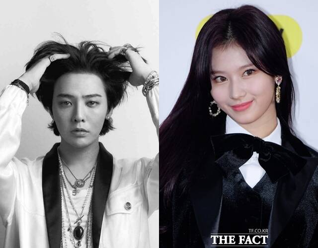 가수 지드래곤(왼쪽)이 최근 불거진 사나와의 열애설에 관해 냉터뷰 출연 이후 친근감의 표시로 사나의 개인 소셜미디어 계정을 태그한 것이라고 해명했다. /갤럭시코퍼레이션, 더팩트 DB