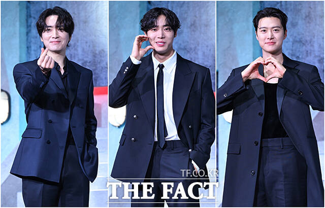 배우 이준혁과 추영우, 공명(왼쪽부터)이 5일 오전 서울 중구 앰배서더 서울 풀만에서 열린 넷플릭스 시리즈 광장 제작발표회에 참석해 포즈를 취하고 있다. /서예원 기자