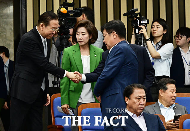 의원총회 참석하는 권영세 의원과 나경원 의원.