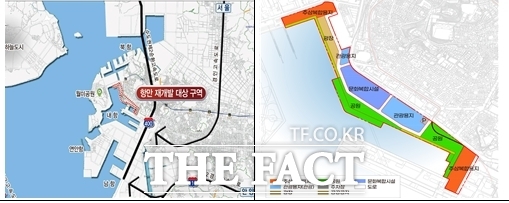 인천항 내항 1.8부두 사업 위치도 및 토지이용계획(안) /인천도시공사