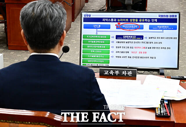 리박스쿨 관련 자료 시청하는 오석환 교육부 차관.