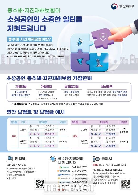 행정안전부에서 제공한 풍수해·지진재해보험 홍보물 /보령시