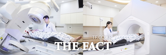 순천향대천안병원이 새로 도입한 방사선 암치료기 트루빔과 헬시온이 치료 건 수 2000건을 돌파했다. 왼쪽부터 방사선암치료기 트루빔과 헬시온./순천향대 천안병원