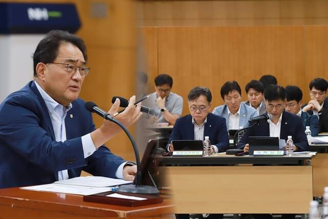 지준섭 농협중앙회 부회장이 23일 서울 중구 농협중앙회 본관 중회의실에서 열린 제4차 범농협 비상경영대책위원회에서 발언하고 있다. /농협중앙회