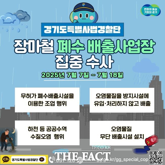 경기도 특별사법경찰단 장마철 폐수 무단방류 수사 홍보물 /경기도