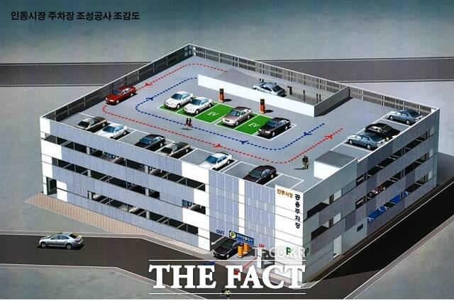 소상공인과 전통시장 이용객을 위한 주차 환경 개선 사업이 한창이다. 선산봉황시장 주차장(34면)은 내달 완공 예정이며, 새마을중앙시장 주차장(23면)은 연내 준공을 목표로 하고 있다. 사진은 인동시장 주차장 조성 공사 조감도. /구미시