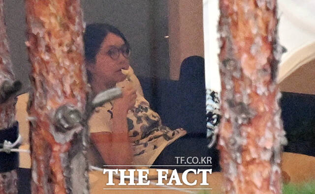 특별검사팀 출범을 앞두고 우울증 증세로 서울아산병원에 입원했던 윤석열 전 대통령의 아내 김건희 씨가 27일 오후 퇴원해 서초동 자택에서 휴식을 취하며 과일을 먹는 모습이 <더팩트> 카메라에 포착됐다. /임영무 기자