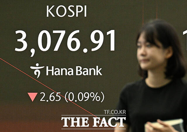 27일 오전 서울 중구 하나은행 딜링룸 전광판에 코스피 지수가 표시돼 있다. /박헌우 기자