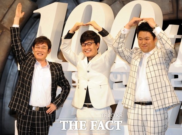 10여년의 긴 무명시절을 거친 이경규의 필살기 캐릭터는 버럭 개그 깐족 개그로, 그가 뒤늦게 예능 방송인으로 성공한 비결이 됐다. 왼쪽부터 이경규,김성주,김구라. /더팩트 DB