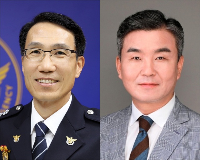 경찰청은 29일 유재성 경찰청 국가수사본부 형사국장(경찰대 5기)을 경찰청 차장으로, 박성주 광주경찰청장(경찰대 5기)을 국가수사본부장으로 보직 내정하는 등 치안정감 승진 인사를 단행했다. 사진은 왼쪽이 유재성 차장 내정자, 오른쪽이 박성주 국가수사본부장 내정자./경찰청 제공
