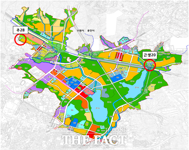 광교신도시 근생, 주차장 용지 위치도./경기주택도시공사