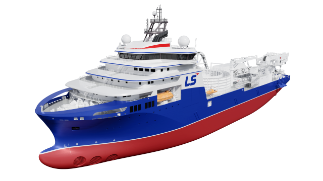 LS마린솔루션은 30일 튀르키예 테르산 조선소와 케이블 적재 중량 1만3000톤·총중량 1만8800톤 초대형 HVDC(고전압직류송전) 포설선 건조 본계약을 체결했다. LS마린솔루션 신규 선박 조감도. /LS마린솔루션
