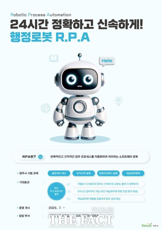 경기 양주시가 1일부터 정식 운영을 시작한 행정업무자동화(RPA: Robotic Process Automation) 시스템의 안내 포스터 /양주시