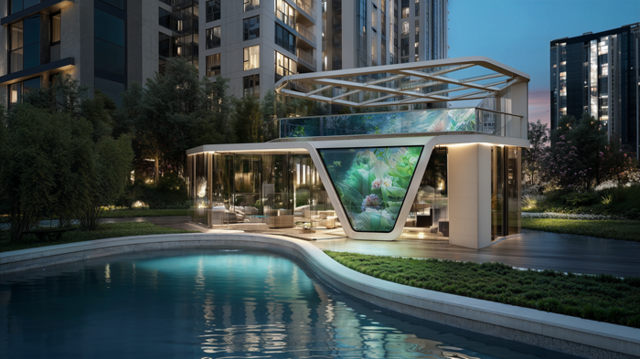 대우건설은 푸르지오 단지에 인공지능(AI) 기술과 예술이 결합된 휴게 공간인 AI 미디어 파고라를 선보인다고 2일 밝혔다. /대설