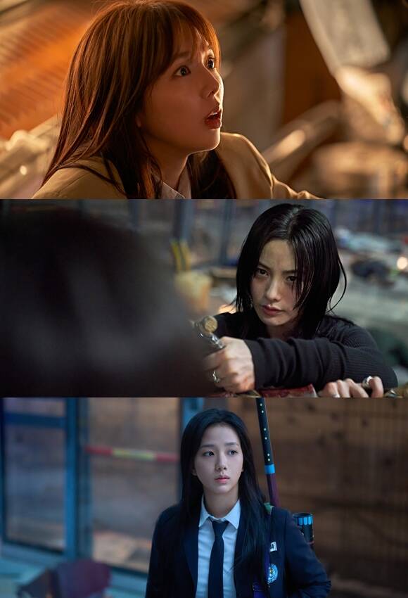 채수빈 나나 지수(위쪽부터)가 눈부신 액션과 화려한 스킬로 전독시를 풍성하게 채운다. /롯데엔터테인먼트