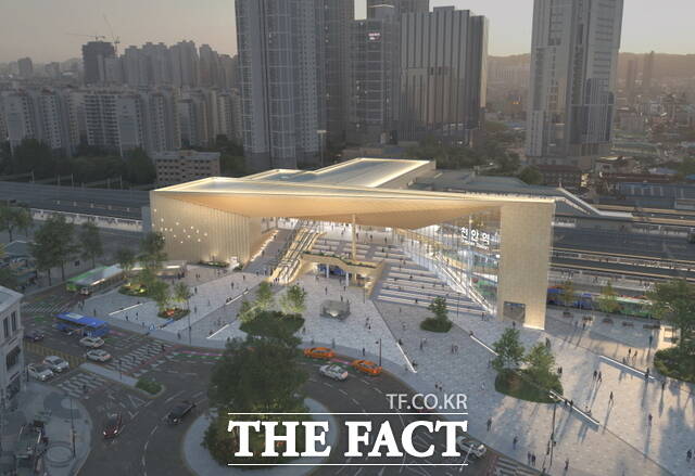 천안역이 22일 동부광장에서 천안역 증개축 사업 착공식을 개최한다. 사진은 경부선 천안역사 증개축 사업 조감도 /천안시