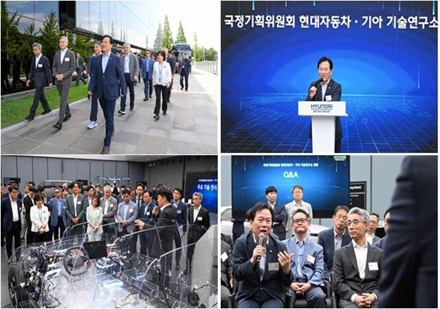 정태호 국정기획위원회 경제1분과장(앞쪽)이 2일 경기 화성시 남양읍 현대차 남양연구소를 방문했다. /국정기획위 제공