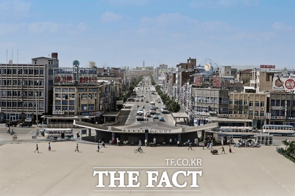 1970년대 대전역 옥상에서 본 도청 방향 거리풍경 복원 사진./대전시