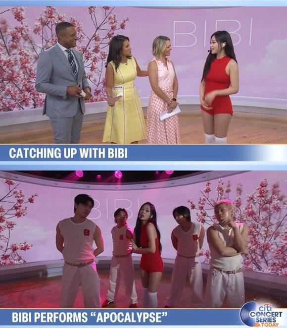 비비가 미국 투데이쇼에 출연해 종말의 사과나무 (Apocalypse)를 불렀다. /필굿뮤직