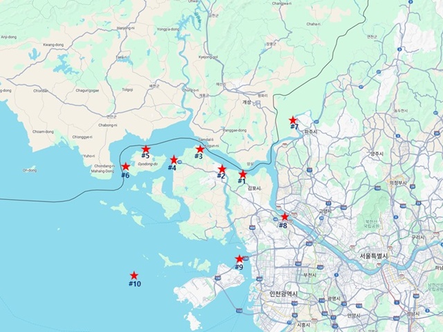 북한 황해북도 평산군 우라늄 정련공장에서 핵 폐수가 방류돼 서해를 오염시키고 있다는 의혹에 따라 정부가 4일부터 특별 실태조사에 나섰다. 사진은 관계부처 합동 특별 실태조사 시료 채취 예정 정점. /통일부