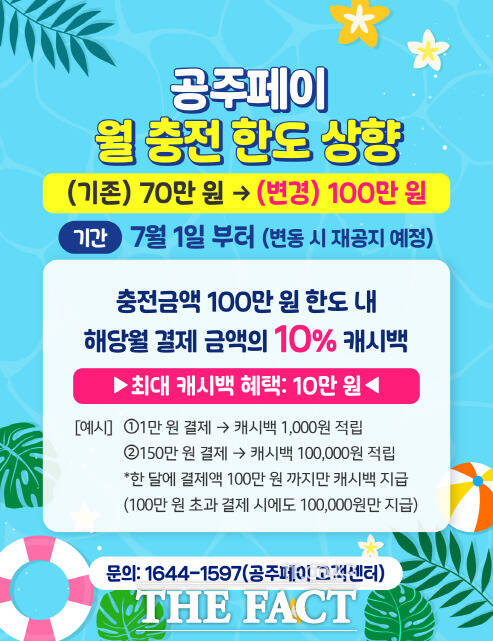 공주페이 월 충전한도 상향조정 안내 웹자보. /공주시