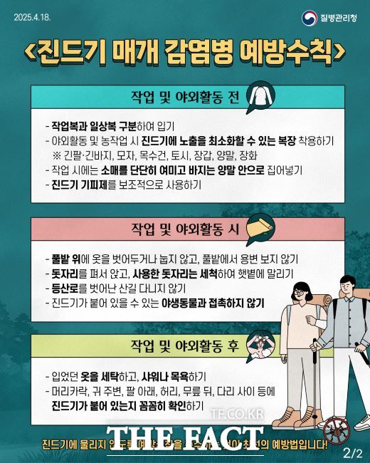 진드기 매개 감염병 예방수칙 안내문 /질병관리청
