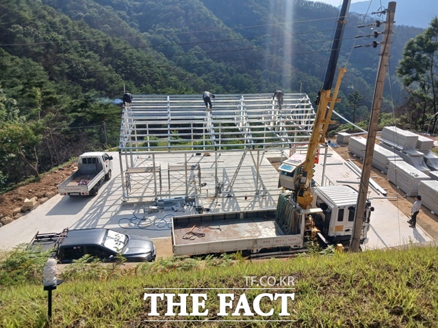 산청군 시천면 중태마을 피해주택 건설 모습/산청군