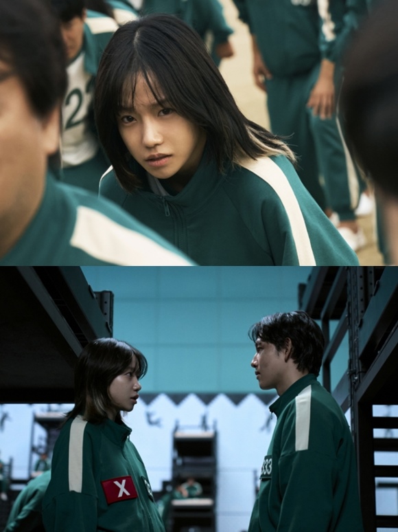 배우 조유리가 오징어 게임에서 만삭의 임산부부터 출산, 그리고 아이를 지키기 위한 엄마의 마음까지 표현하기 위해 많은 조언을 들었다고 밝혔다. /넷플릭스