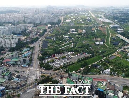 경기 고양시가 민선 7기 당시 신청사 건립을 조건으로 해제 허가를 받았던 그린벨트가 포함된 주교동 신청사 부지의 전경./고양시