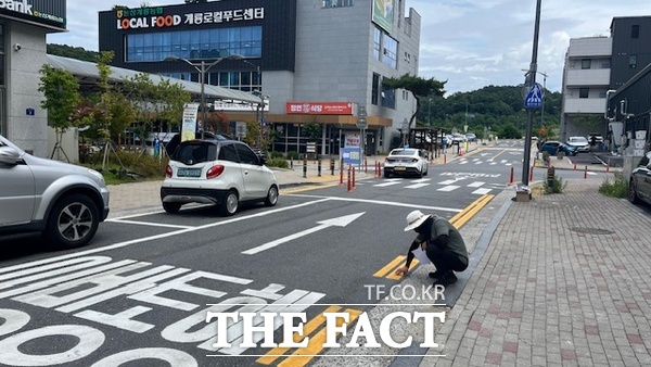 대실 하나로마트 일대 일방통행 구간 전경./계룡시