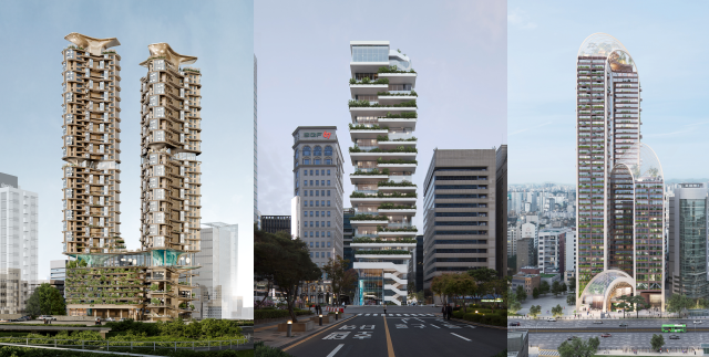 서울시는 제3차 도시건축디자인 혁신 공모 결과 총 3개 사업지를 최종 선정했다. 왼쪽부터 이번에 선정된 영등포구 양평동 한강 158, 강남구 대치동 Tomorrow’s Scape, 강동구 성내동 산수경(山水景)이다. /서울시