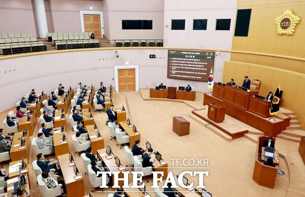 대전시의회 제288회 임시회 본회의장 전경./대전시의회