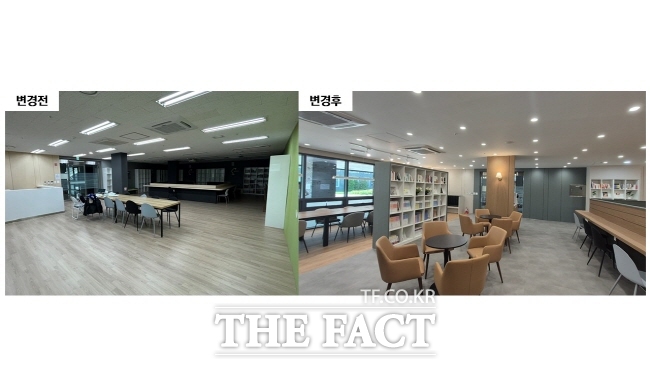 동탄호수공원 경기행복주택 내 작은도서관 개선 전후 모습./경기주택도시공사