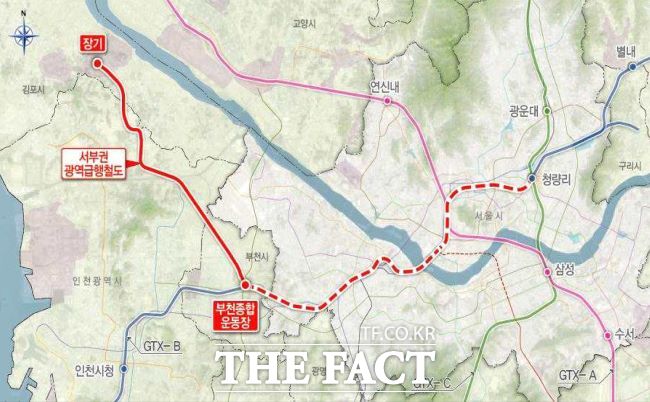 서부권 광역급행철도 노선도./국토교통부