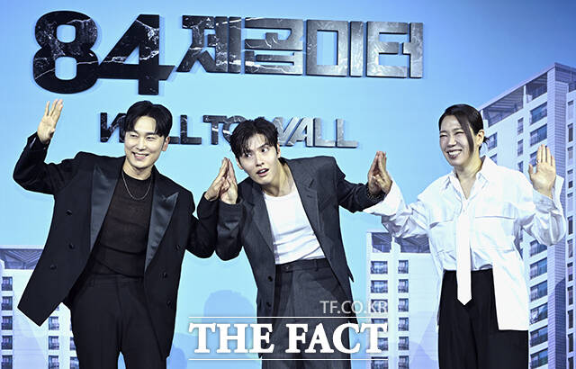 배우 서현우와 강하늘, 염혜란(왼쪽부터)이 넷플릭스 새 영화 84제곱미터의 현실적인 소재에 끌렸다고 밝혔다. /장윤석 기자