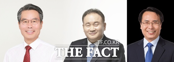 국민의힘 대전시당위원장 후보자에 사진 왼쪽부터 박경호·이상민·한현택 3명이 등록했다. 오는 16일 대의원 투표로 선출된다./선치영 기자
