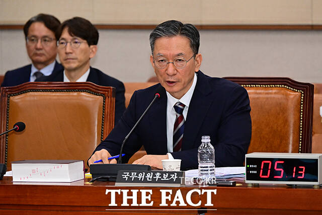 정성호 법무부 장관 후보자가 16일 오전 서울 여의도 국회 법제사법위원회에서 열린 인사청문회에 출석해 의원 질의에 답변하고 있다. /남윤호 기자