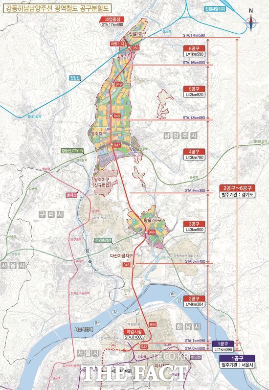 경기도가 오는 2031년 개통을 목표로 추진 중인 지하철 9호선 연장 강동하남남양주선 광역철도 노선도 /경기도