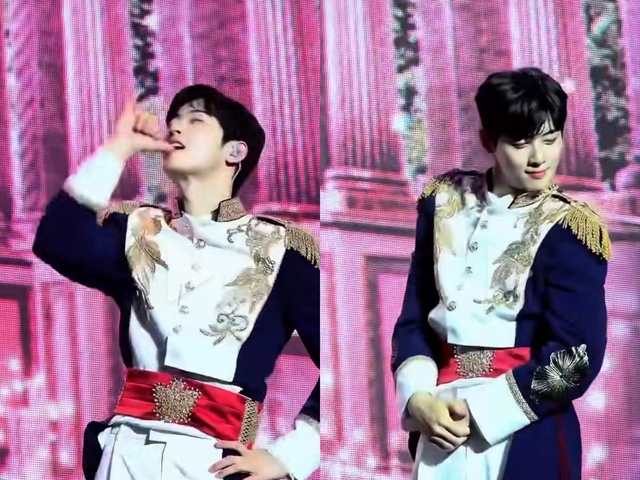 배우 차은우가 지난 12일 열린 자신의 팬미팅에서 Soda Pop에 맞춰 춤을 췄다. /틱톡 Eun-Woo Updates 계정 영상 화면 캡처