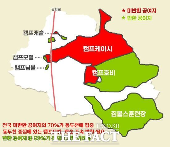 경기 동두천시 내 미군 공여지 현황을 나타내는 그래픽./동두천시