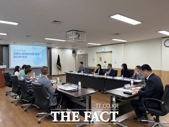 지난 16일 열린 ‘2025년 제1차 바이오산업 육성 협의체 회의’에 참석한 경기 고양시, 국립암센터, 일산백병원, 동국대 BMC, 고양연구원 등 관계자들이 향후 협력 방안에 대해 논의하고 있다./고양시