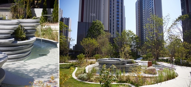 롯데건설은 조경 브랜드 그린바이그루브(GREEN X GROOVE)의 철학을 해석한 정원 디자인을 천안 롯데캐슬 더 청당에 처음 선보였다고 20일 밝혔다. /롯데건설