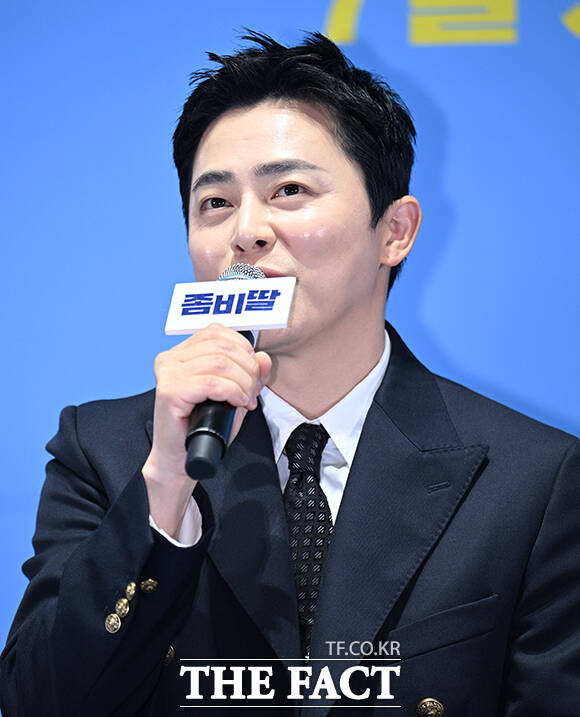 좀비가 되어버린 딸을 세상으로부터 지켜내기 위해 고군분투하는 아빠 정환 역을 맡은 조정석은 앞으로 이보다 더 잘 어울리는 작품을 만날 수 있을까라는 생각이 든다고 말했다. /박헌우 기자