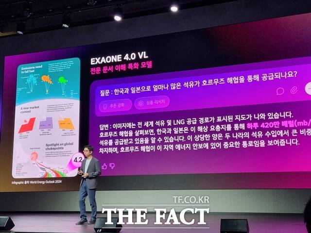 이홍락 원장이 멀티모달 AI 모델인 엑사원 4.0 VL을 소개하고 있다. /이성락 기자