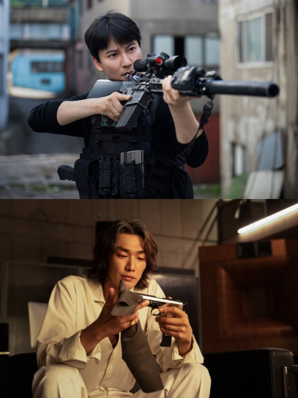 배우 김남길(위)과 김영광이 넷플릭스 새 시리즈 트리거를 통해 호흡을 맞춘 가운데 두 사람의 관계성은 작품 관전 포인트 중 하나다. /넷플릭스