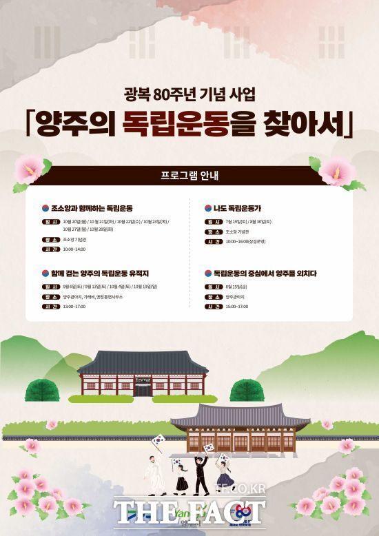 양주시가 광복 80주년을 맞아 독립운동가 조소앙 선생의 숭고한 삶과 정신을 재조명하고 시민과 함께 광복의 의미를 되새기기 위해 마련한 양주의 독립운동을 찾아서의 홍보 포스터. /양주시